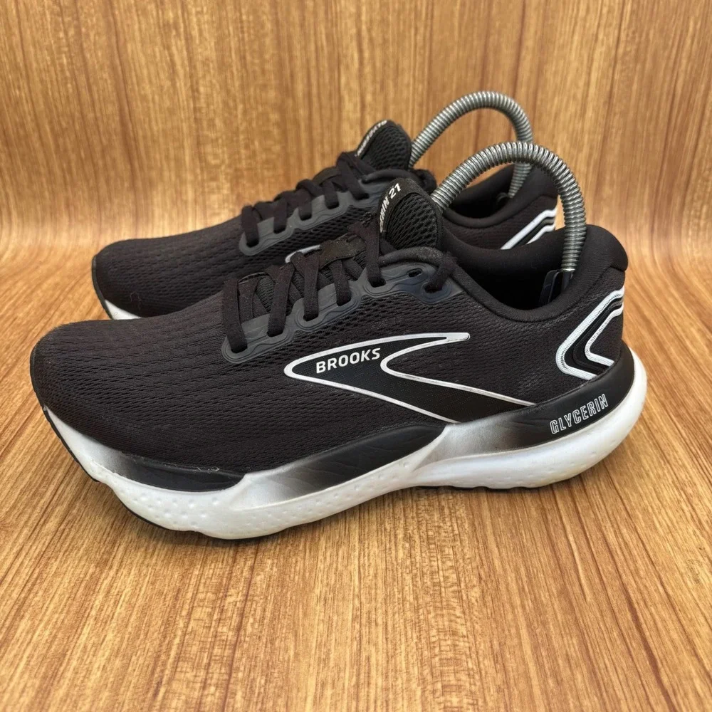 Brooks Glycerin 21 Running Shoes Womens 7 Wide Black White 1204081D090